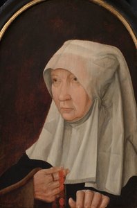 Portret van Jacomina Claesdr van Ruyven (overleden 1509), echtgenote van Arent Franckensz van der Meer door Anonymous