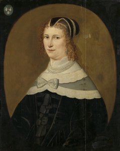 Portret van een vrouw, genaamd Theodora de Visscher, echtgenote van Jacob Rijswijk