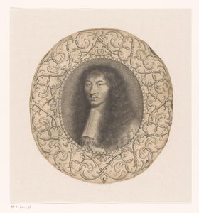 Portret van Lodewijk XIV omgeven door een sierlijst met arabesken door Anonymous