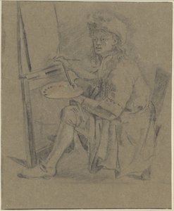 Portret van Thomas Wijck, voor zijn schildersezel door Anonymous