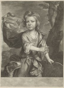 Portret van een wijzende jongen met boog en pijlenkoker door Anonymous