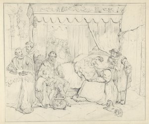Prins Willem I, na de mislukte moordaanslag door Jean Jauregui in 1582, verpleegd door Charlotte de Bourbon door Anonymous