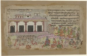 Rama en Sita met apenleger voor paleis door Anonymous