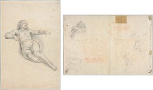 Liggende Vrouwelijke Naakt (recto); Diverse Schetsen van Figuren en Planten (verso)