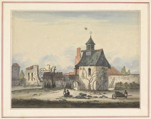 Ruïne van Hougoumont (Zeven platen van Waterloo en omgeving) door Anonymous