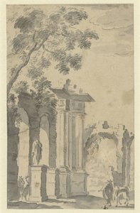 Ruïnes en een beeld