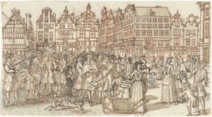 Schuldeiser en armoedzaaier, 1720 (Het Groote Tafereel der Dwaasheid)