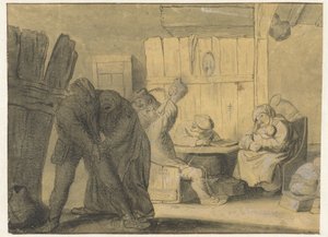 Scène in een boereninterieur
