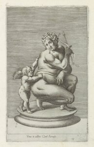 Sculptuur van Venus en Amor