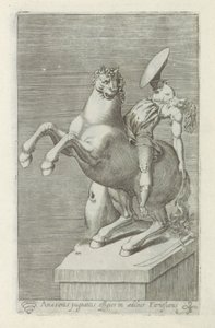 Sculptuur van een Amazone te paard door Anonymous