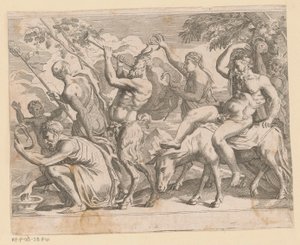 Silenus met saters en maenaden door Anonymous