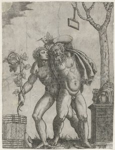Silenus ondersteund door een jonge bacchant