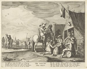 Soldaten voor een herberg door Anonymous