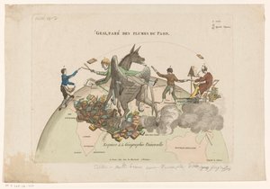 Spotprent op de Géographies Universelle van Conrad Malthe-Brun