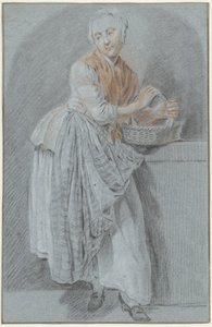 Staande vrouw met een mand