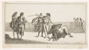 Stier gestoken door een matador