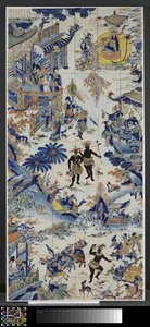 Tegeltableau met Chinees landschap
