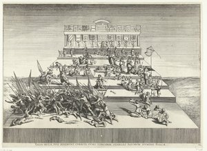 Toneelvoorstelling over oorlog en vrede; intocht van Ferdinand te Gent in 1635 (nr. 42) door Anonymous