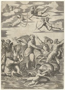 Triomf van Galatea met tritons en nereïden en putti door Anonymous