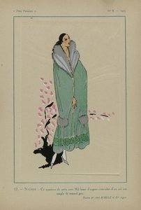 Très Parisien, 1923, No 8: 17.- NAÏADE. - Deze mantel van groene satijn...