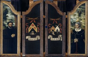 Twee vleugels van een drieluik met de portretten van Julien de Brouckere en zijn vrouw Elisabeth Canneel door Anonymous