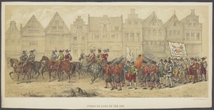 Utrechtse maskerade, plaat b: strijd te land en ter zee, 1856 door Anonymous
