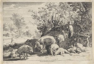 Varkenshoeder met kudde