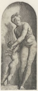 Venus en Amor staand in nis door Anonymous