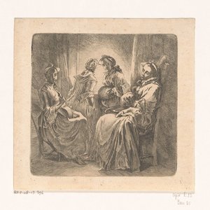 Vier dames bij het venster door Anonymous