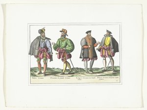 Vier mannen gekleed volgens de Duitse mode, ca. 1580 door Anonymous