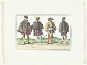 Vier mannen gekleed volgens de Duitse mode, ca. 1580 door Anonymous