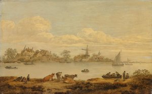 Gezicht op een rivier door Anonymous