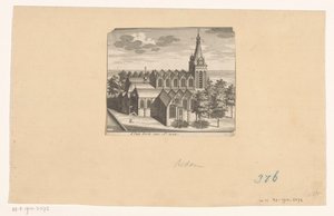 Vogelvluchtgezicht op de Oude Kerk te Amsterdam, voor 1544 door Anonymous