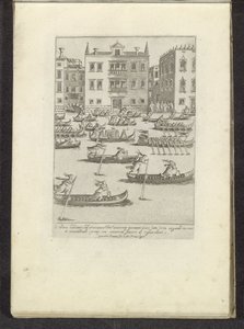 Wedstrijd van gondels en roeiboten te Venetië