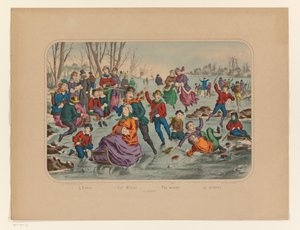 Winterlandschap met schaatsers door Anonymous