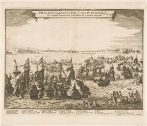Zeeslag tussen de Zweedse en Deense vloten in de Belt, 1644 door Anonymous