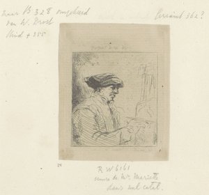 Zelfportret van Willem Drost voor de ezel