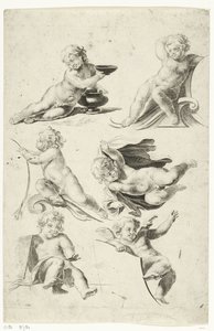 Zes putti door Anonymous
