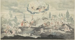 Zonnegod Apollo rijdt in zijn wagen langs de hemel door Anonymous