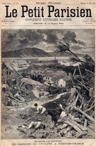 Een ramp in Martinique: de passage van de cycloon in Fort-de-France (Fort de France) in 1891. Gravure in 