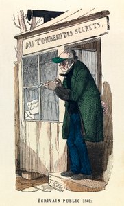 Een publieke schrijver in 1840 in Parijs, gravure