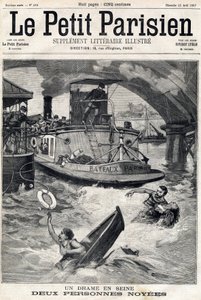Ongeluk in de Seine: twee mensen in een verdronken boot. In 