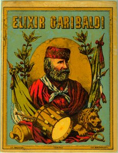 Reclame voor Elixir Garibaldi, met portret van de Italiaanse patriot