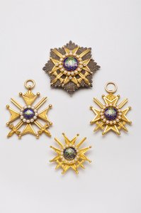 Afghanistan - Orde van het Durrani Rijk: 1e klasse plaquette, 2e derde van de 19e eeuw - 1e klasse insigne, 2e derde van de 19e eeuw - 1e klasse insigne, 2e derde van de 19e eeuw - 2e klasse borstinsigne, 2e derde van de 19e eeuw door Anonymous Anonymous
