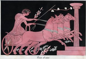 Oud Griekenland - Een wagenrace - gravure uit 