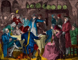 Arrestatie van koning Lodewijk XVI en de koninklijke familie in Varennes in 1791 (gravure) - privécollectie door Anonymous Anonymous