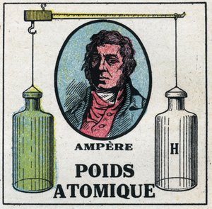 Atomen: Het atoomgewicht door André Marie Ampère. Anonieme illustratie uit 1925. Privécollectie.