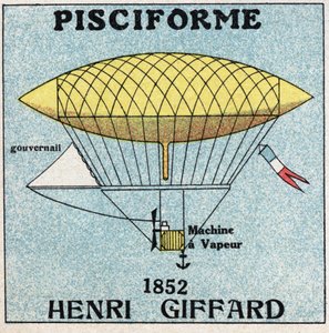 Ballonnen: pisciforme envelop door Henri Giffard (1825-1882) in 1852