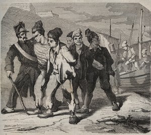 Belle-Ile-en-Mer (mooie eiland aan zee) in de 19e eeuw. Gravure in 