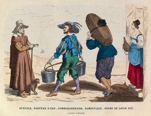 Blinde man, waterdrager, commissionair en huisbediende, regering van koning Lodewijk XIII van Frankrijk 17e eeuw - privécollectie door Anonymous Anonymous
